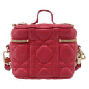 Christian Dior Canage Lady Dior Micro Vanity Bag Lamb Skin Red Gold Auth ka6800V-3