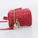 Christian Dior Canage Lady Dior Micro Vanity Bag Lamb Skin Red Gold Auth ka6800V-4