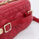 Christian Dior Canage Lady Dior Micro Vanity Bag Lamb Skin Red Gold Auth ka6800V-7