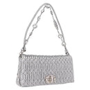 Miu Miu Matelasse Shoulder Bag Leather Silver Auth ka6801V-1