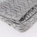 Miu Miu Matelasse Shoulder Bag Leather Silver Auth ka6801V-14