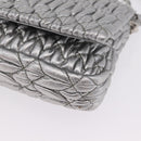 Miu Miu Matelasse Shoulder Bag Leather Silver Auth ka6801V-18