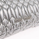 Miu Miu Matelasse Shoulder Bag Leather Silver Auth ka6801V-18