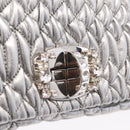 Miu Miu Matelasse Shoulder Bag Leather Silver Auth ka6801V-19