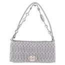Miu Miu Matelasse Shoulder Bag Leather Silver Auth ka6801V-2