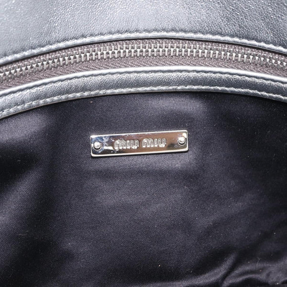 Miu Miu Matelasse Shoulder Bag Leather Silver Auth ka6801V