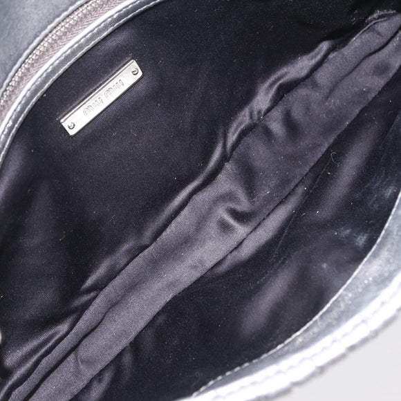 Miu Miu Matelasse Shoulder Bag Leather Silver Auth ka6801V