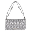 Miu Miu Matelasse Shoulder Bag Leather Silver Auth ka6801V-3