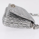 Miu Miu Matelasse Shoulder Bag Leather Silver Auth ka6801V-4