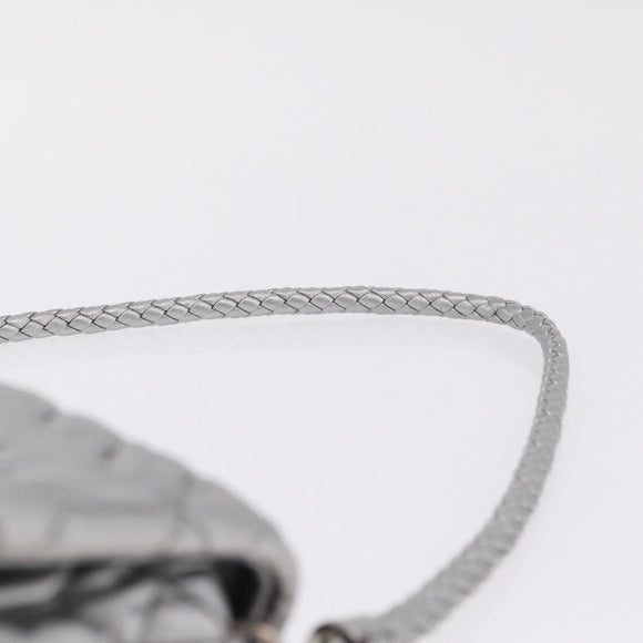 Miu Miu Matelasse Shoulder Bag Leather Silver Auth ka6801V