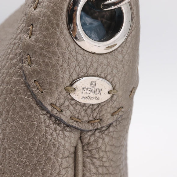 FENDI Celeria Shoulder Bag Leather Silver 8BT147 Auth ka6802A