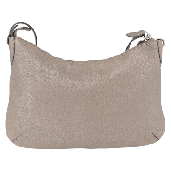 FENDI Celeria Shoulder Bag Leather Silver 8BT147 Auth ka6802A