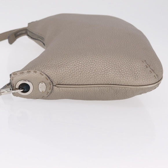 FENDI Celeria Shoulder Bag Leather Silver 8BT147 Auth ka6802A