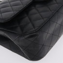 CHANEL Double Flap Chain Matelasse 25 Bag Caviar Skin Black CC Auth ka6806SAM-11