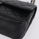 CHANEL Double Flap Chain Matelasse 25 Bag Caviar Skin Black CC Auth ka6806SAM-12