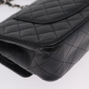 CHANEL Double Flap Chain Matelasse 25 Bag Caviar Skin Black CC Auth ka6806SAM-13