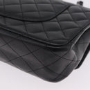 CHANEL Double Flap Chain Matelasse 25 Bag Caviar Skin Black CC Auth ka6806SAM-14