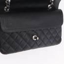 CHANEL Double Flap Chain Matelasse 25 Bag Caviar Skin Black CC Auth ka6806SAM-18