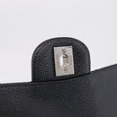 CHANEL Double Flap Chain Matelasse 25 Bag Caviar Skin Black CC Auth ka6806SAM-19