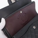 CHANEL Double Flap Chain Matelasse 25 Bag Caviar Skin Black CC Auth ka6806SAM-21