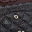 CHANEL Double Flap Chain Matelasse 25 Bag Caviar Skin Black CC Auth ka6806SAM-23