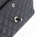 CHANEL Double Flap Chain Matelasse 25 Bag Caviar Skin Black CC Auth ka6806SAM-25