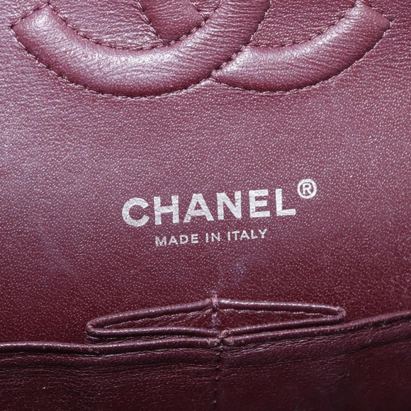 CHANEL Double Flap Chain Matelasse 25 Bag Caviar Skin Black CC Auth ka6806SAM