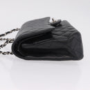 CHANEL Double Flap Chain Matelasse 25 Bag Caviar Skin Black CC Auth ka6806SAM-5