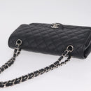 CHANEL Double Flap Chain Matelasse 25 Bag Caviar Skin Black CC Auth ka6806SAM-6