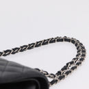 CHANEL Double Flap Chain Matelasse 25 Bag Caviar Skin Black CC Auth ka6806SAM-8