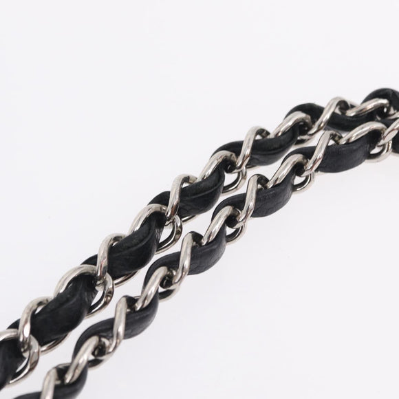 CHANEL Double Flap Chain Matelasse 25 Bag Caviar Skin Black CC Auth ka6806SAM