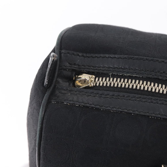 Salvatore Ferragamo Gancini Tote Bag Canvas Black Gold Auth ka6807