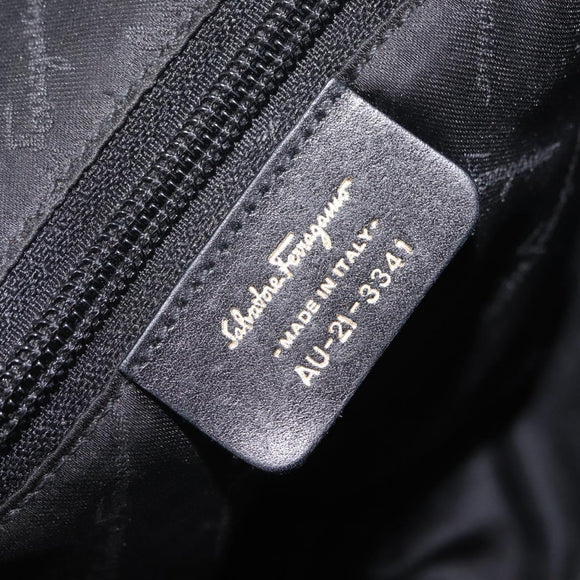 Salvatore Ferragamo Gancini Tote Bag Canvas Black Gold Auth ka6807