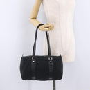 Salvatore Ferragamo Gancini Tote Bag Canvas Black Gold Auth ka6807-21