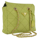 PRADA Chain Shoulder Bag Nylon LIme Green Gold Auth ka6808V-1