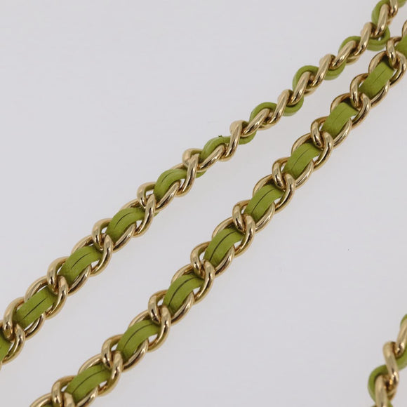 PRADA Chain Shoulder Bag Nylon LIme Green Gold Auth ka6808V
