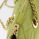 PRADA Chain Shoulder Bag Nylon LIme Green Gold Auth ka6808V-19