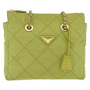 PRADA Chain Shoulder Bag Nylon LIme Green Gold Auth ka6808V-2
