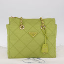 PRADA Chain Shoulder Bag Nylon LIme Green Gold Auth ka6808V-29
