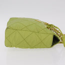 PRADA Chain Shoulder Bag Nylon LIme Green Gold Auth ka6808V-5