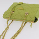 PRADA Chain Shoulder Bag Nylon LIme Green Gold Auth ka6808V-7