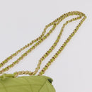 PRADA Chain Shoulder Bag Nylon LIme Green Gold Auth ka6808V-9