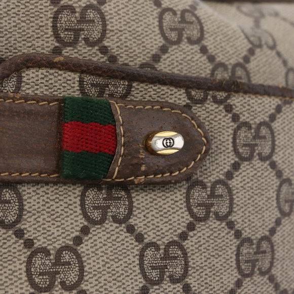 GUCCI GG Supreme Web Sherry Line Bag PVC Beige Gold 66 02 049 Auth ka6812