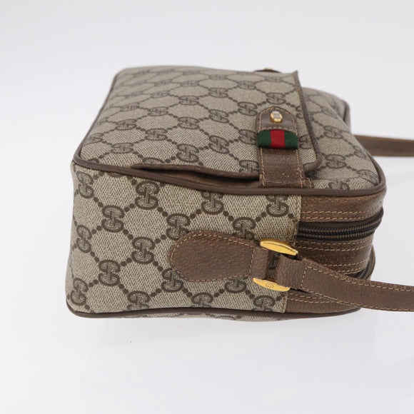 GUCCI GG Supreme Web Sherry Line Bag PVC Beige Gold 66 02 049 Auth ka6812