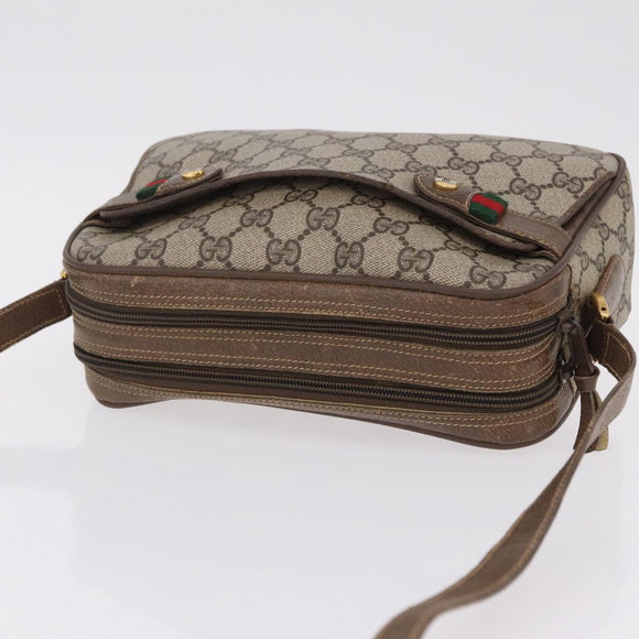 GUCCI GG Supreme Web Sherry Line Bag PVC Beige Gold 66 02 049 Auth ka6812