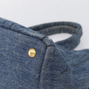 PRADA Canapa MM Hand Bag Denim Blue Gold Auth ka6817-12