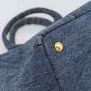 PRADA Canapa MM Hand Bag Denim Blue Gold Auth ka6817-13
