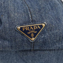 PRADA Canapa MM Hand Bag Denim Blue Gold Auth ka6817-14