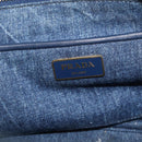 PRADA Canapa MM Hand Bag Denim Blue Gold Auth ka6817-15