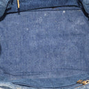 PRADA Canapa MM Hand Bag Denim Blue Gold Auth ka6817-16